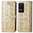 Leather Case Stands Fashionable Pattern Flip Cover Holder S03D for Xiaomi Redmi K40S 5G Gold