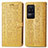 Leather Case Stands Fashionable Pattern Flip Cover Holder S03D for Xiaomi Redmi K40S 5G Yellow