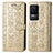 Leather Case Stands Fashionable Pattern Flip Cover Holder S03D for Xiaomi Redmi K50 5G Gold