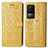 Leather Case Stands Fashionable Pattern Flip Cover Holder S03D for Xiaomi Redmi K50 5G Yellow