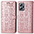 Leather Case Stands Fashionable Pattern Flip Cover Holder S03D for Xiaomi Redmi K50i 5G Rose Gold