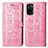 Leather Case Stands Fashionable Pattern Flip Cover Holder S03D for Xiaomi Redmi Note 10 4G Pink