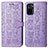 Leather Case Stands Fashionable Pattern Flip Cover Holder S03D for Xiaomi Redmi Note 10 4G Purple