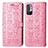 Leather Case Stands Fashionable Pattern Flip Cover Holder S03D for Xiaomi Redmi Note 10 5G Pink