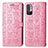 Leather Case Stands Fashionable Pattern Flip Cover Holder S03D for Xiaomi Redmi Note 10 JE 5G Pink