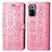 Leather Case Stands Fashionable Pattern Flip Cover Holder S03D for Xiaomi Redmi Note 10 Pro 4G Pink