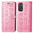 Leather Case Stands Fashionable Pattern Flip Cover Holder S03D for Xiaomi Redmi Note 11 4G (2022) Pink