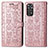 Leather Case Stands Fashionable Pattern Flip Cover Holder S03D for Xiaomi Redmi Note 11 4G (2022) Rose Gold