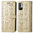 Leather Case Stands Fashionable Pattern Flip Cover Holder S03D for Xiaomi Redmi Note 11 SE 5G Gold