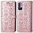 Leather Case Stands Fashionable Pattern Flip Cover Holder S03D for Xiaomi Redmi Note 11 SE 5G Rose Gold