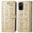 Leather Case Stands Fashionable Pattern Flip Cover Holder S03D for Xiaomi Redmi Note 11 SE India 4G Gold