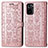 Leather Case Stands Fashionable Pattern Flip Cover Holder S03D for Xiaomi Redmi Note 11 SE India 4G Rose Gold