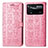 Leather Case Stands Fashionable Pattern Flip Cover Holder S03D for Xiaomi Redmi Note 11E Pro 5G Pink