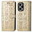 Leather Case Stands Fashionable Pattern Flip Cover Holder S03D for Xiaomi Redmi Note 12 Turbo 5G Gold