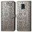 Leather Case Stands Fashionable Pattern Flip Cover Holder S03D for Xiaomi Redmi Note 9S Gray