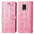 Leather Case Stands Fashionable Pattern Flip Cover Holder S03D for Xiaomi Redmi Note 9S Pink