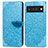 Leather Case Stands Fashionable Pattern Flip Cover Holder S04D for Google Pixel 6 Pro 5G Blue