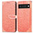 Leather Case Stands Fashionable Pattern Flip Cover Holder S04D for Google Pixel 6 Pro 5G Orange