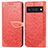 Leather Case Stands Fashionable Pattern Flip Cover Holder S04D for Google Pixel 6 Pro 5G Red