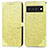 Leather Case Stands Fashionable Pattern Flip Cover Holder S04D for Google Pixel 6 Pro 5G Yellow