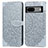 Leather Case Stands Fashionable Pattern Flip Cover Holder S04D for Google Pixel 7 5G Gray