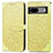 Leather Case Stands Fashionable Pattern Flip Cover Holder S04D for Google Pixel 7 5G Yellow