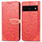 Leather Case Stands Fashionable Pattern Flip Cover Holder S04D for Google Pixel 7 Pro 5G Red