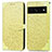 Leather Case Stands Fashionable Pattern Flip Cover Holder S04D for Google Pixel 7 Pro 5G Yellow