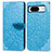 Leather Case Stands Fashionable Pattern Flip Cover Holder S04D for Google Pixel 8 5G Blue