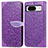 Leather Case Stands Fashionable Pattern Flip Cover Holder S04D for Google Pixel 8 5G Purple