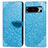 Leather Case Stands Fashionable Pattern Flip Cover Holder S04D for Google Pixel 8 Pro 5G Blue