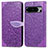 Leather Case Stands Fashionable Pattern Flip Cover Holder S04D for Google Pixel 8 Pro 5G Purple