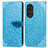 Leather Case Stands Fashionable Pattern Flip Cover Holder S04D for Huawei Honor 50 5G Blue