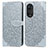 Leather Case Stands Fashionable Pattern Flip Cover Holder S04D for Huawei Honor 50 5G Gray