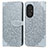 Leather Case Stands Fashionable Pattern Flip Cover Holder S04D for Huawei Honor 50 SE 5G Gray