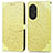 Leather Case Stands Fashionable Pattern Flip Cover Holder S04D for Huawei Honor 50 SE 5G Yellow