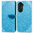 Leather Case Stands Fashionable Pattern Flip Cover Holder S04D for Huawei Honor 60 5G Blue