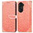 Leather Case Stands Fashionable Pattern Flip Cover Holder S04D for Huawei Honor 60 5G Orange