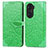 Leather Case Stands Fashionable Pattern Flip Cover Holder S04D for Huawei Honor 60 Pro 5G Green