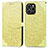 Leather Case Stands Fashionable Pattern Flip Cover Holder S04D for Huawei Honor 60 SE 5G Yellow