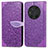 Leather Case Stands Fashionable Pattern Flip Cover Holder S04D for Huawei Honor Magic3 5G Purple