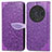 Leather Case Stands Fashionable Pattern Flip Cover Holder S04D for Huawei Honor Magic3 Pro 5G Purple