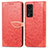 Leather Case Stands Fashionable Pattern Flip Cover Holder S04D for Huawei Honor V40 5G Red