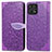 Leather Case Stands Fashionable Pattern Flip Cover Holder S04D for Huawei Honor X30i Purple