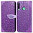 Leather Case Stands Fashionable Pattern Flip Cover Holder S04D for Huawei P40 Lite E Purple