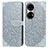 Leather Case Stands Fashionable Pattern Flip Cover Holder S04D for Huawei P50 Pro Gray