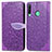 Leather Case Stands Fashionable Pattern Flip Cover Holder S04D for Huawei Y7p Purple