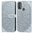 Leather Case Stands Fashionable Pattern Flip Cover Holder S04D for Motorola Moto E20 Gray