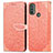 Leather Case Stands Fashionable Pattern Flip Cover Holder S04D for Motorola Moto E20 Orange