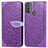 Leather Case Stands Fashionable Pattern Flip Cover Holder S04D for Motorola Moto E30